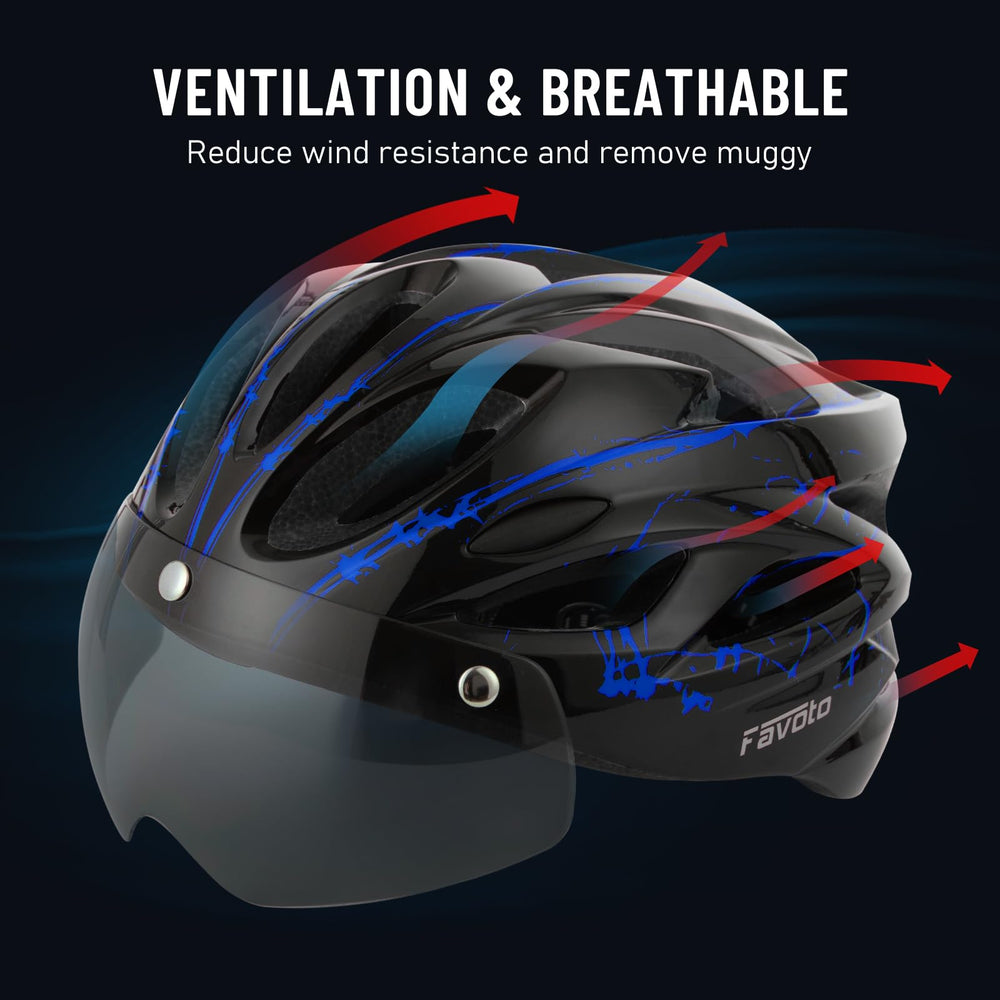 Favoto helmet ventilation top view, 14-vent airflow reduces heat
