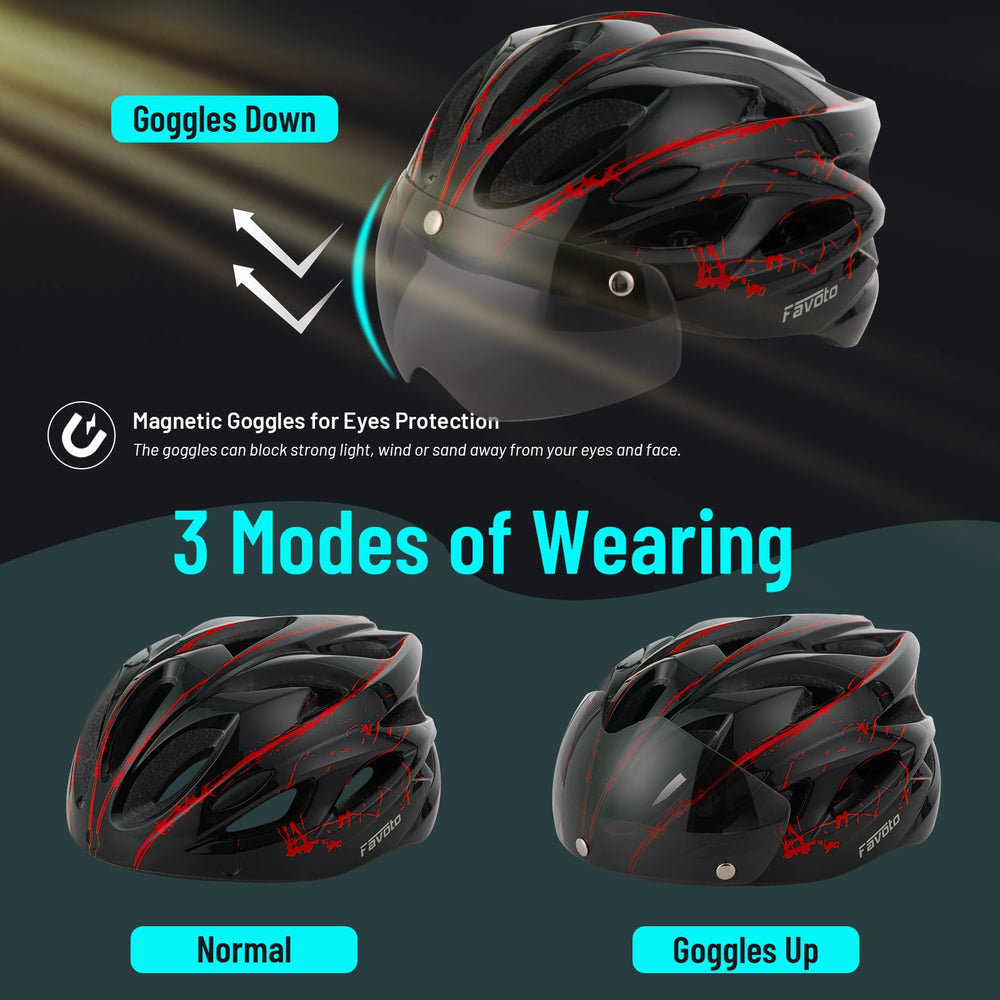 Favoto side profile with detachable goggles demonstrating sun protection and fit