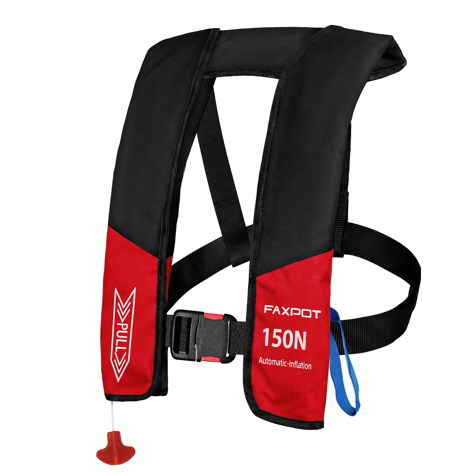 Faxpot front view of packaged life jacket showing ready-to-use safety