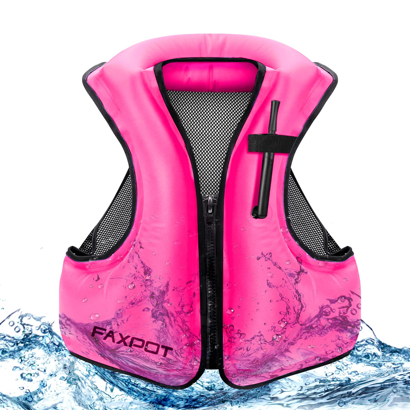 Faxpot front view vest showing bright colors and secure straps for visibility