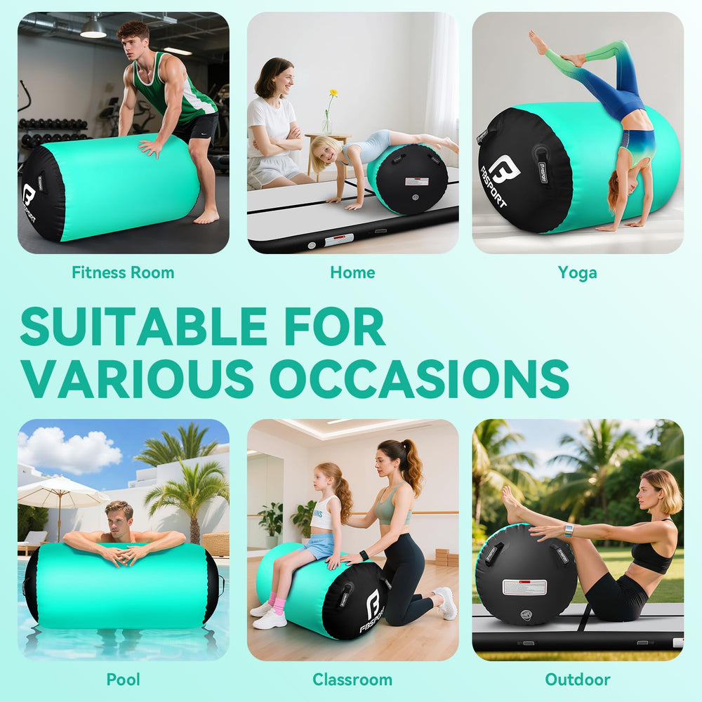 Athlete using FBSPORT air roller for backbend demonstrating cushioning support