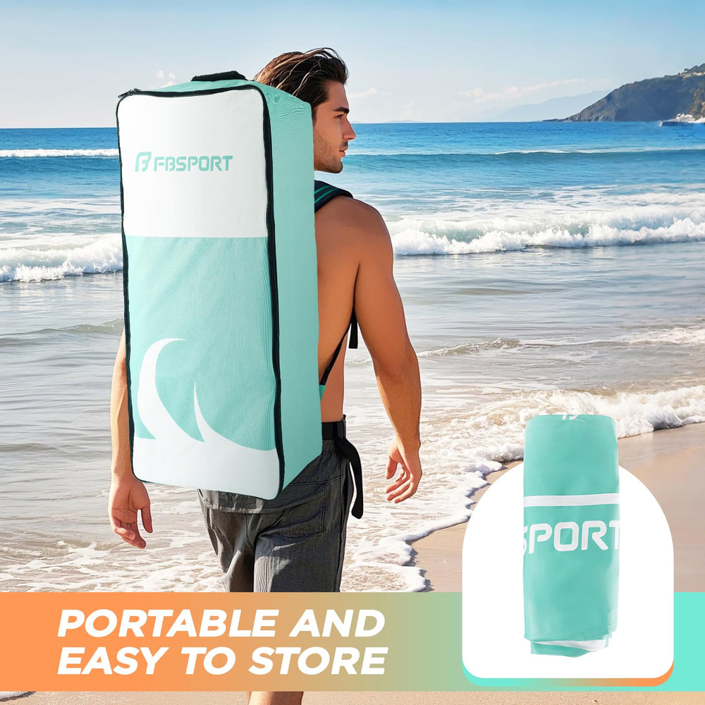 FBSPORT board next to adult showing size and weight capacity clarity