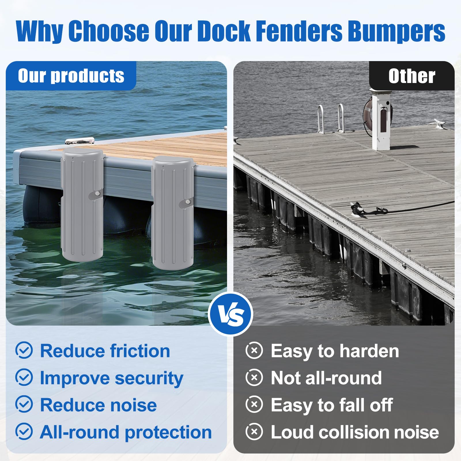 FBULWSEC bumper contacting boat hull displaying effective hull protection