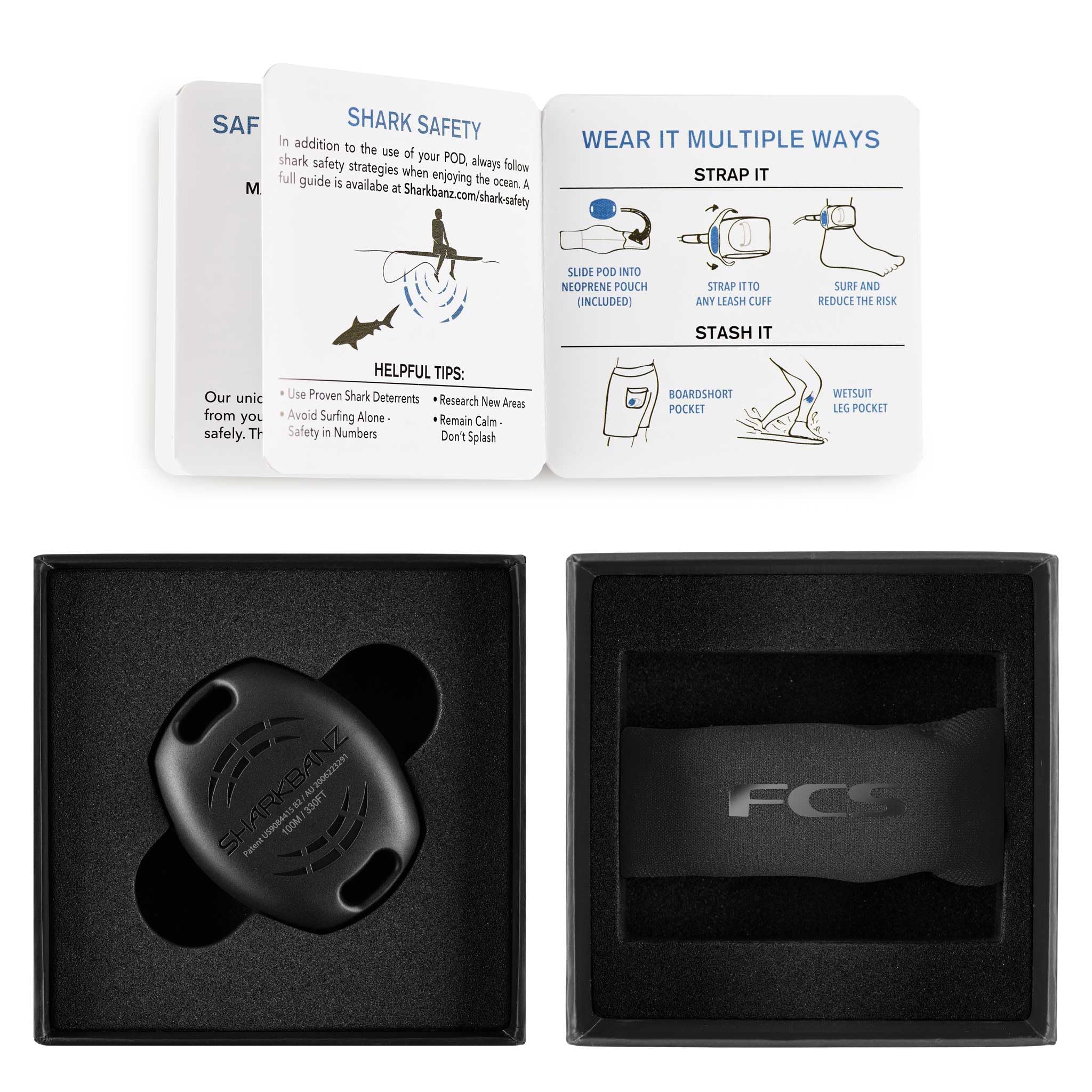 FCS x SHARKBANZ with shielded box illustrating safe travel and storage benefit