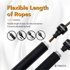 FEECCO FITNESS athlete using rope in mid-jump, smooth bearing-driven rotation benefit