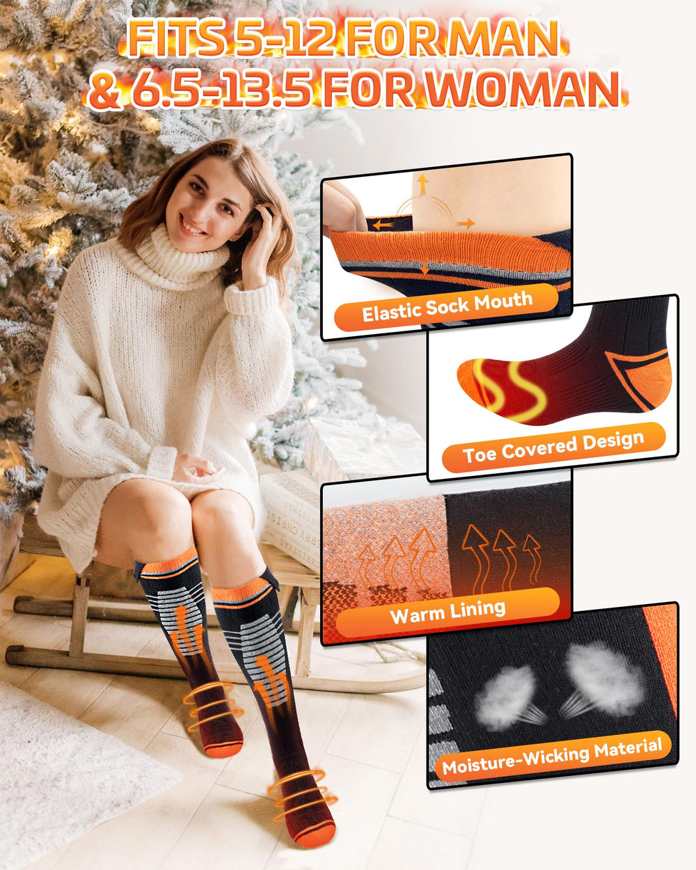 FeeMeFee socks next to a ruler and shoe to show universal size fit