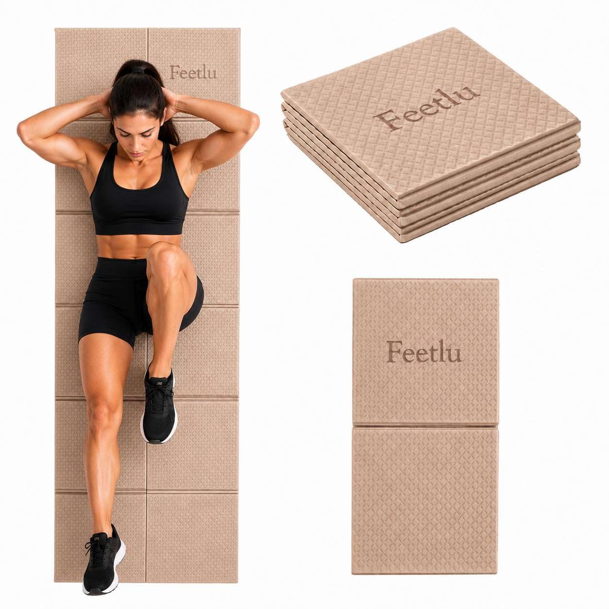 Feetlu front view of wheat mat showing full surface and dimensions for stable practice