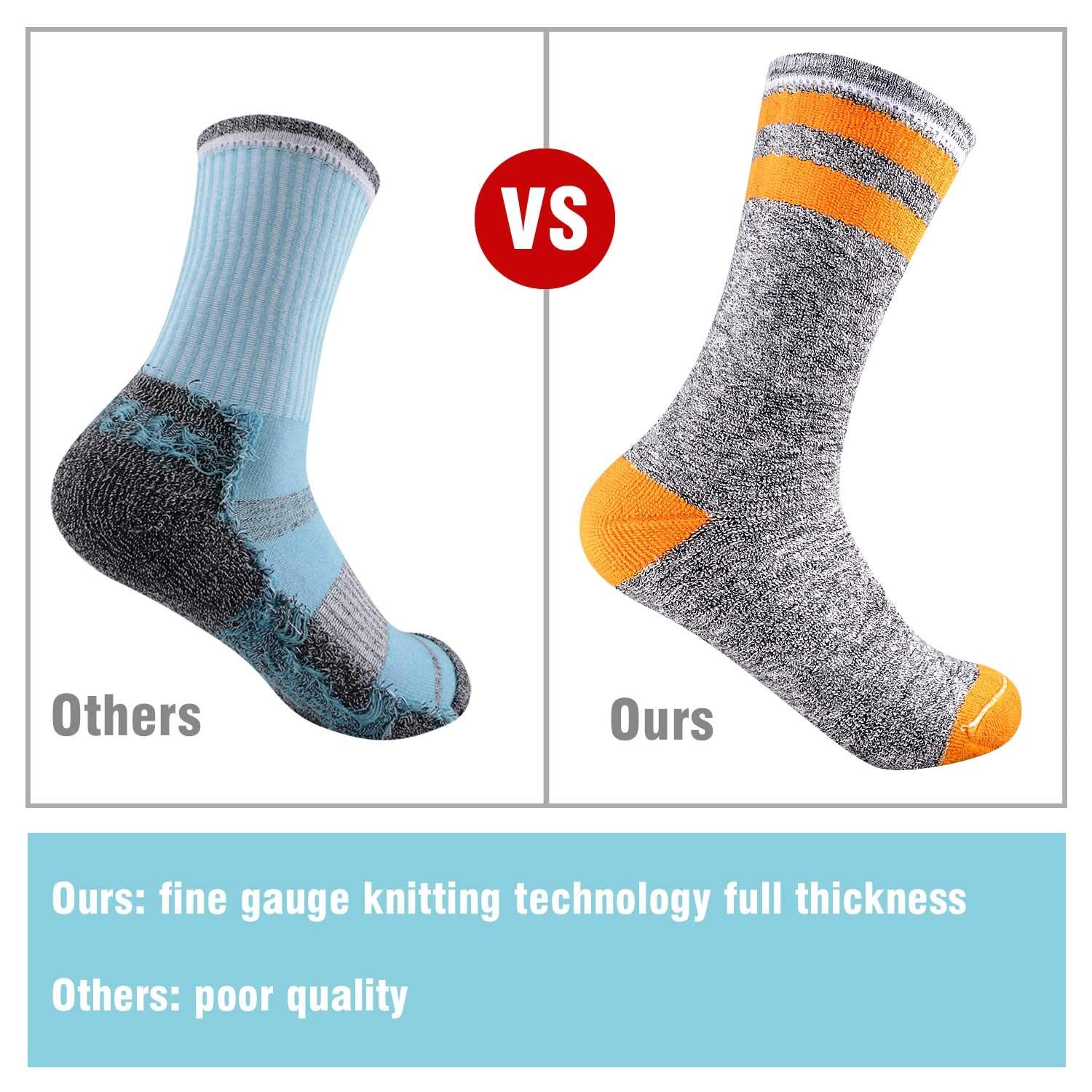 FEIDEER socks next to ruler showing crew and quarter height options