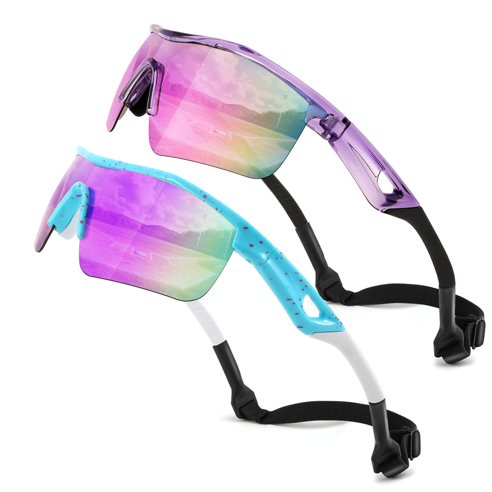 FEISEDY front view showing sport frame and fit for kids, protects eyes
