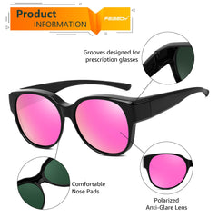 FEISEDY shown worn over prescription glasses demonstrating easy instant protection benefit