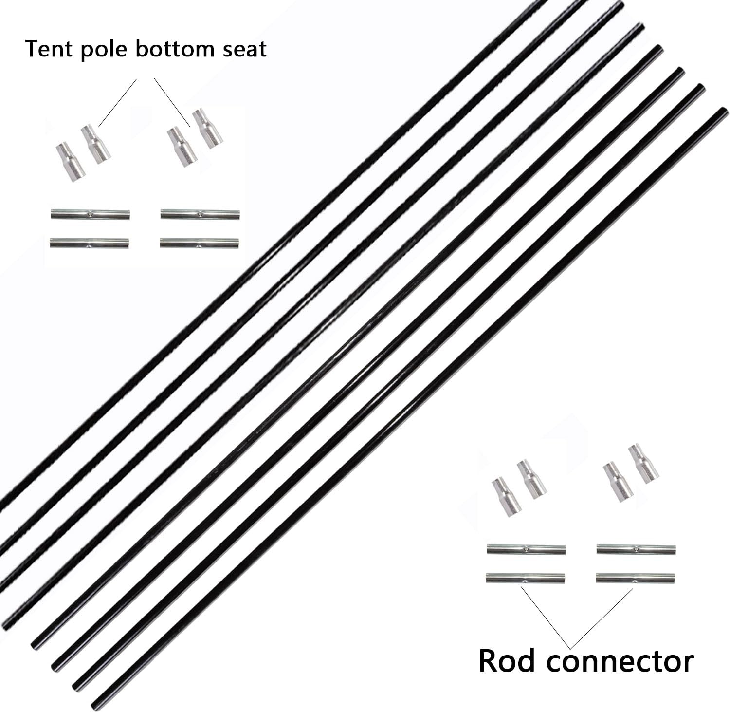 Fercery disassembled rods packed compactly for convenient transport