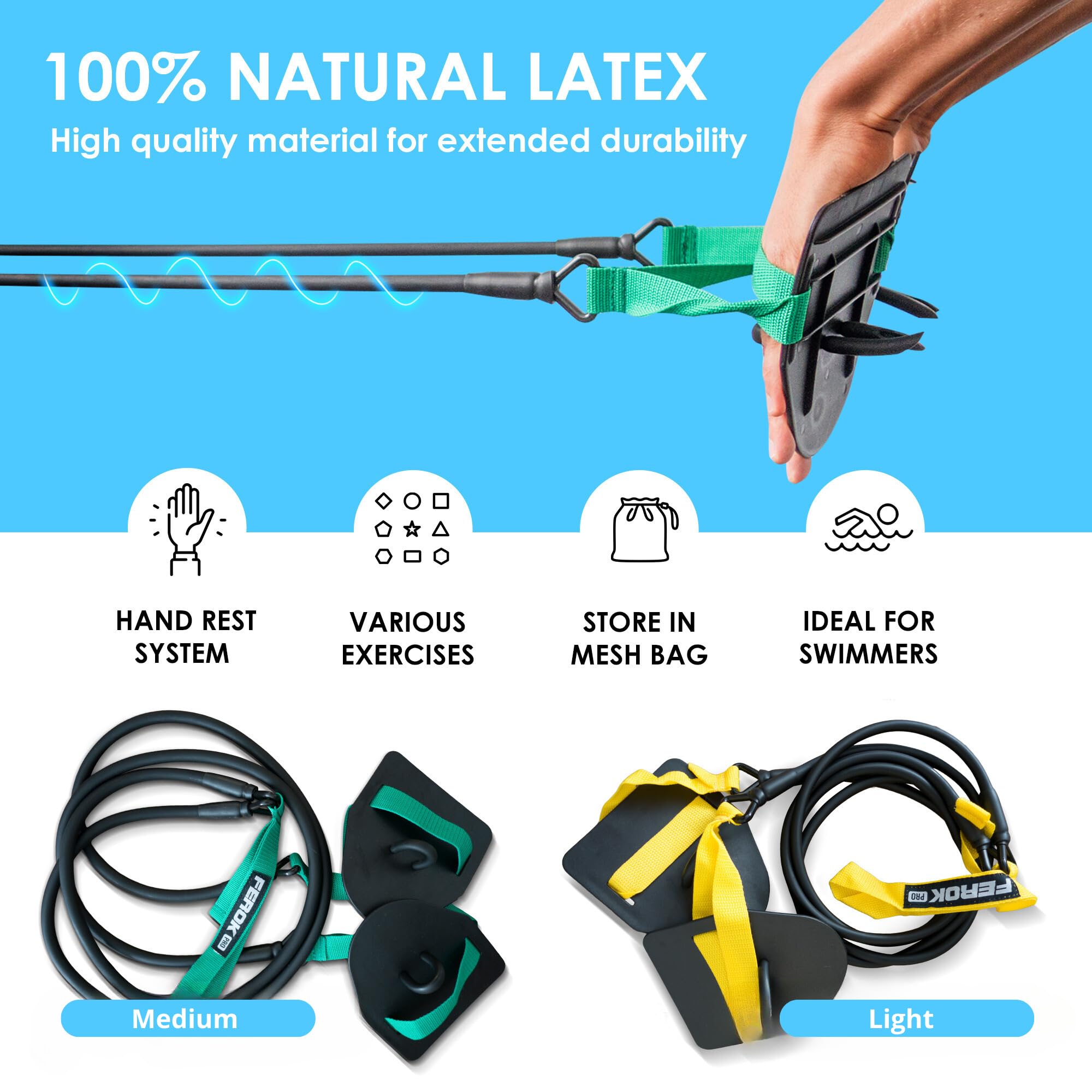 FEROK PRO medium green stretch cord showing texture and resistance