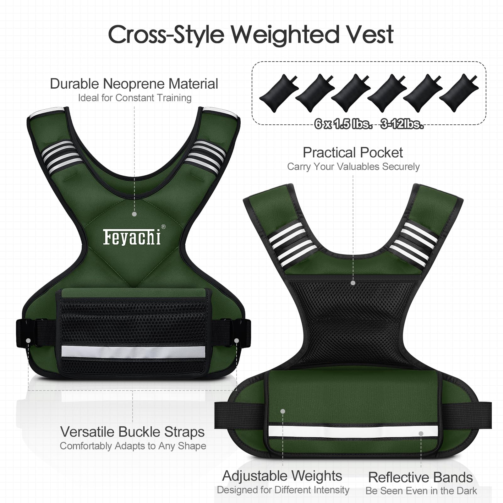 Feyachi close-up of removable sandbag pocket demonstrating adjustable weight
