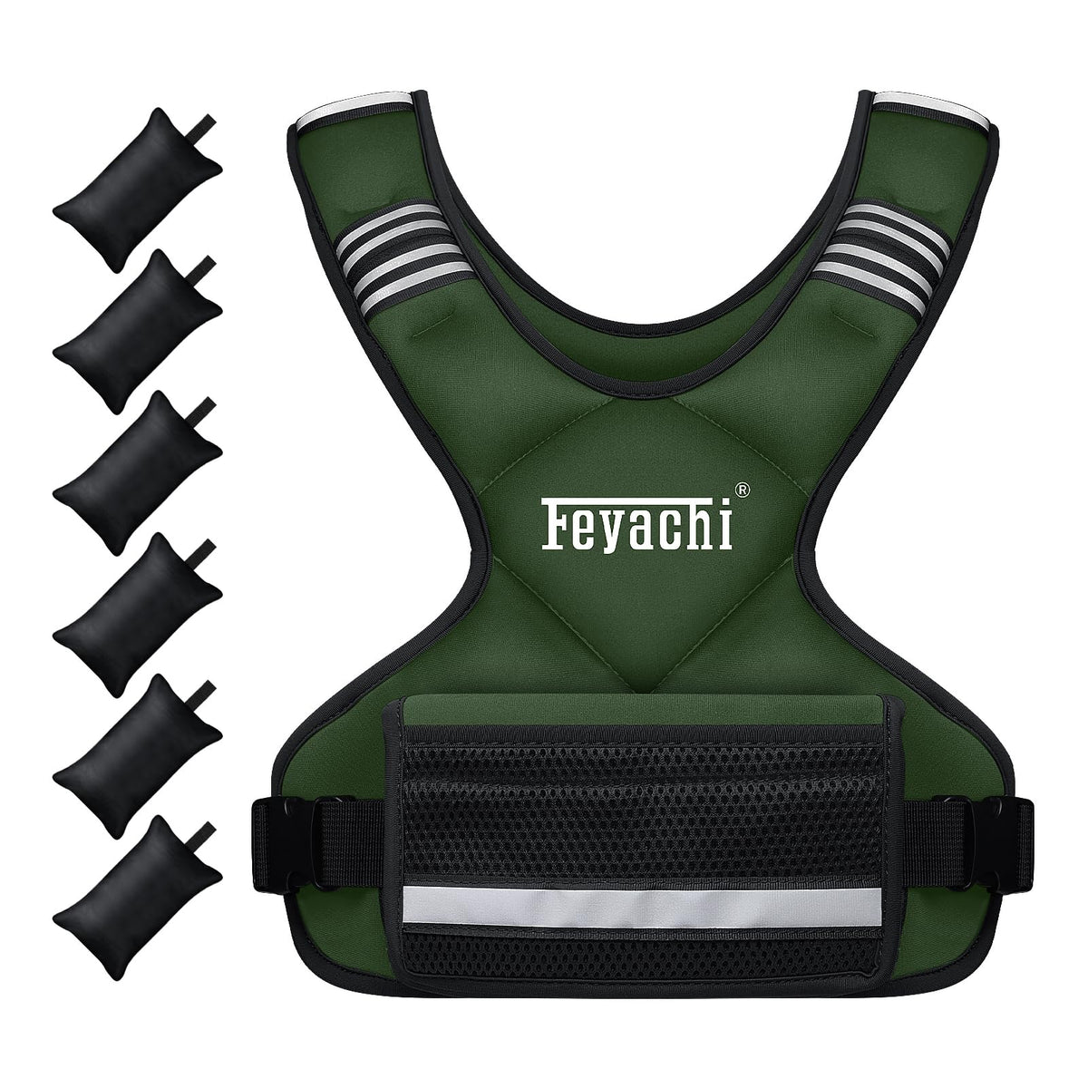 Feyachi front view of vest showing secure fit and pocket for convenience