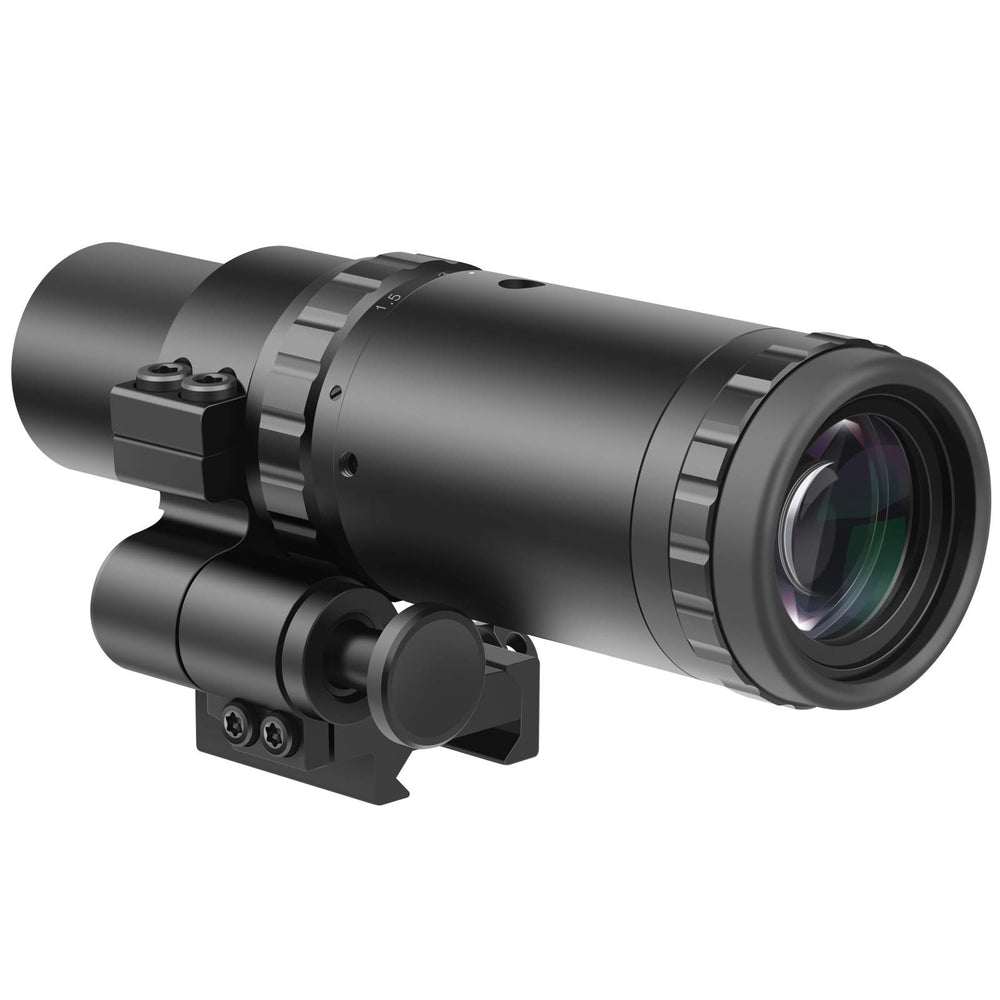 Feyachi M37 front profile showing robust mount and sleek black finish for durability