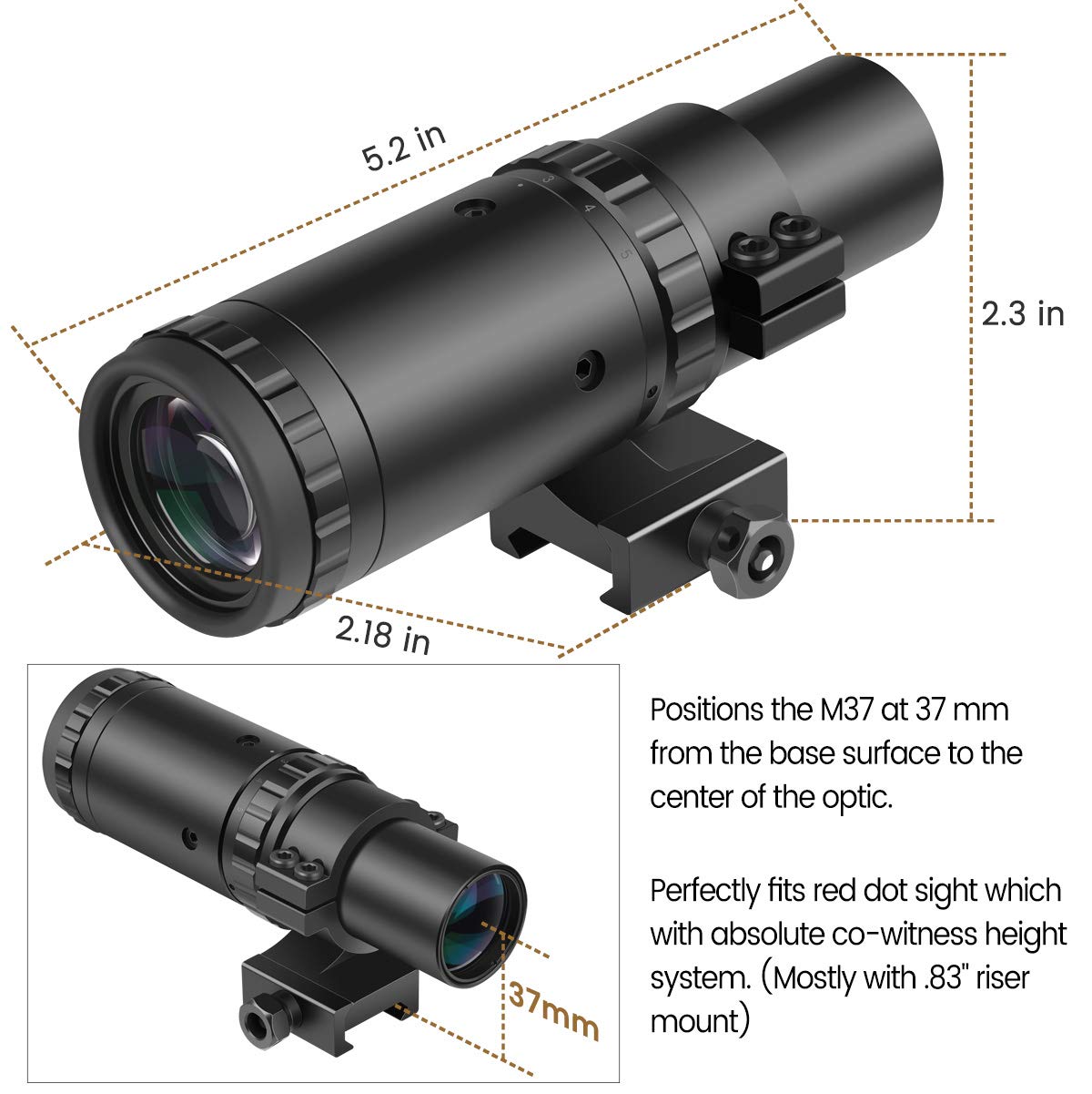 Feyachi M37 multicoated lens detail improving light transmission and clearer image