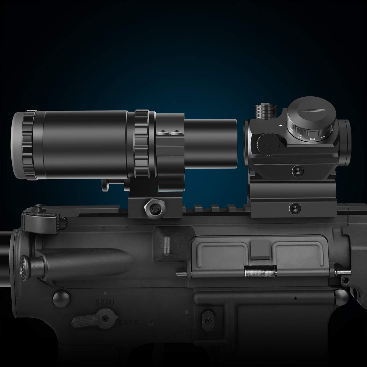 Feyachi M37 size comparison with a coin showing compact footprint and portability