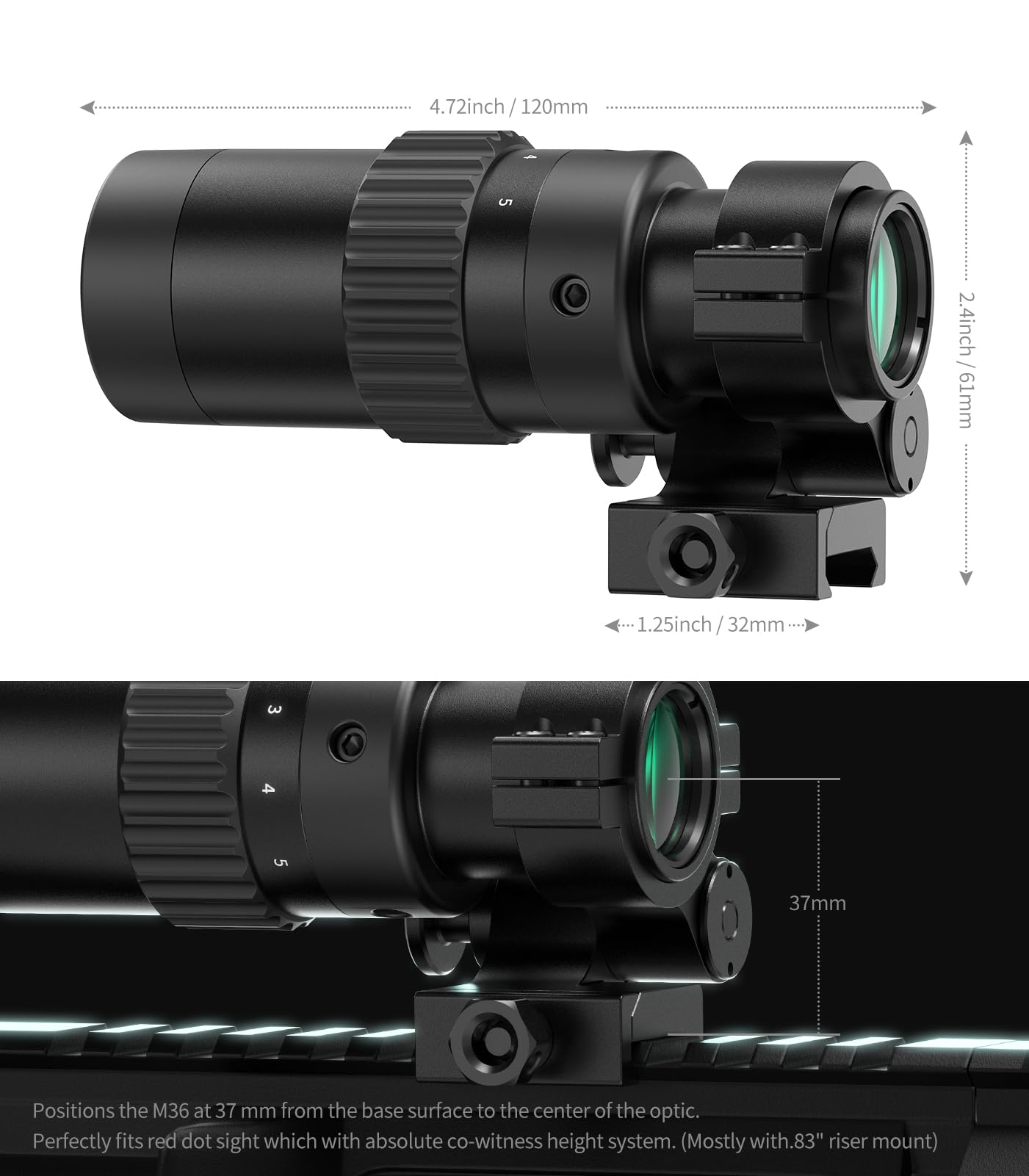 Feyachi magnifier aligned with red dot illustrating centered sight picture benefit