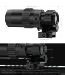 Feyachi magnifier aligned with red dot illustrating centered sight picture benefit