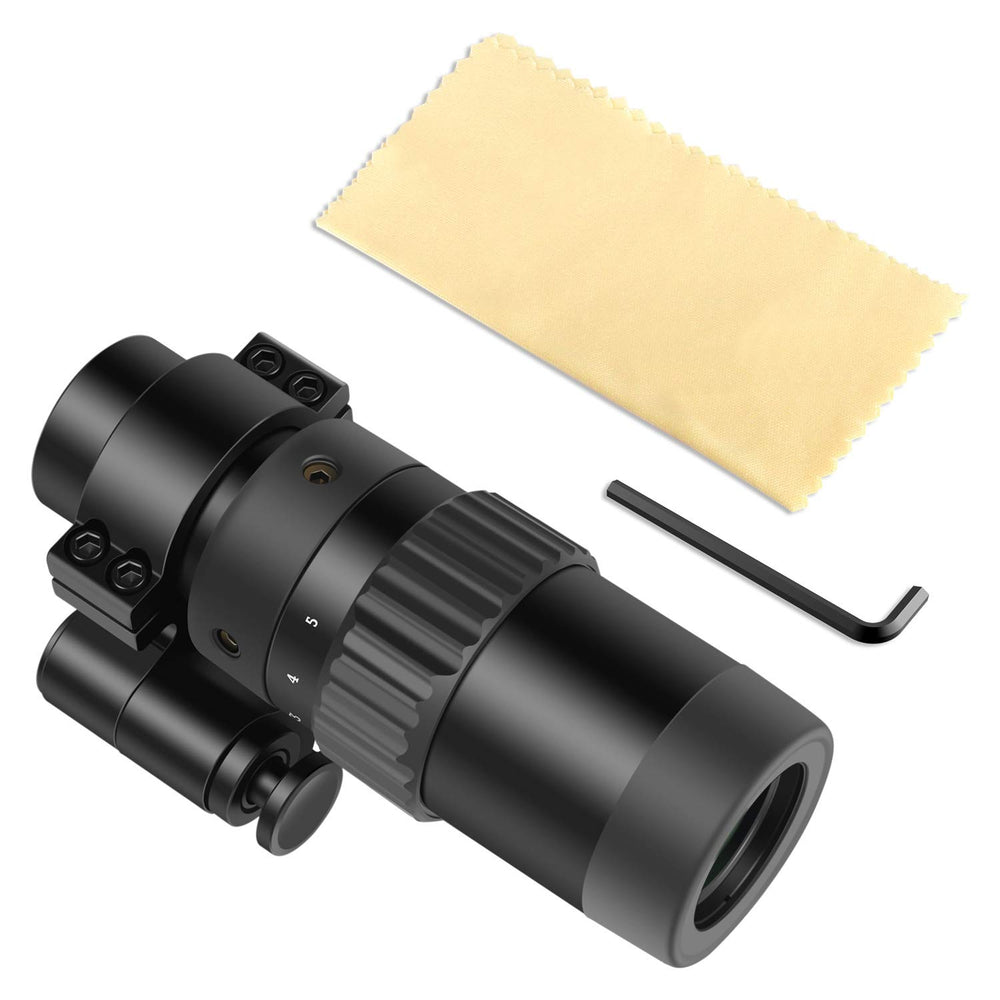 Feyachi mounted on rifle in field showing ready-to-use magnification advantage