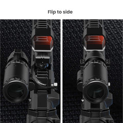 Feyachi RS-30 magnifier flipped to side on rail, enables instant magnification deployment