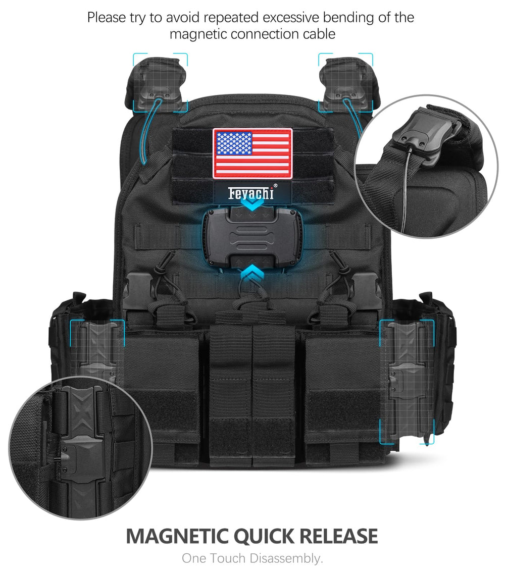 Feyachi TM-20 closeup of magnetic quick-release buckle for fast one-handed removal