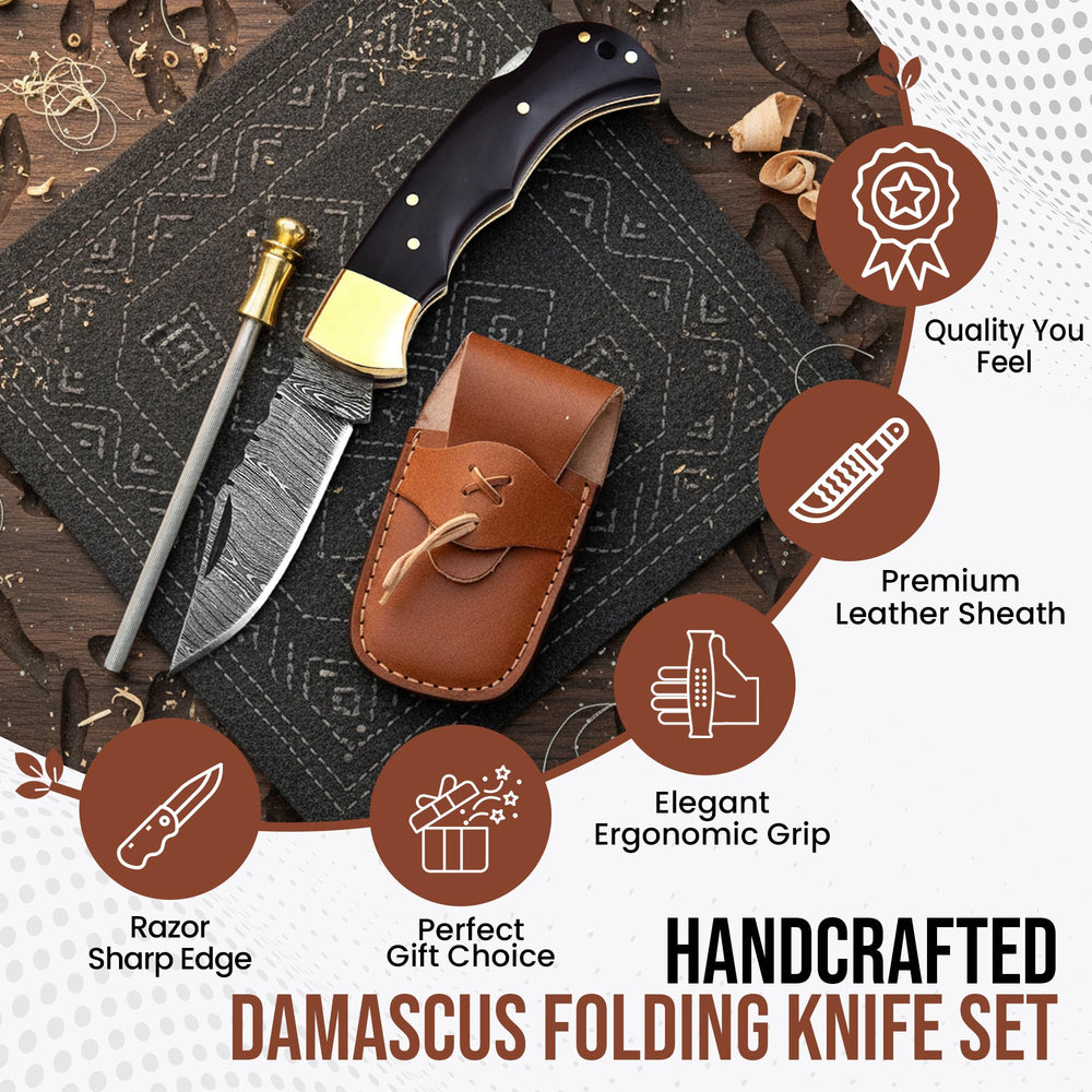 FH KNIVES buffalo horn handle close-up offering ergonomic grip and natural beauty