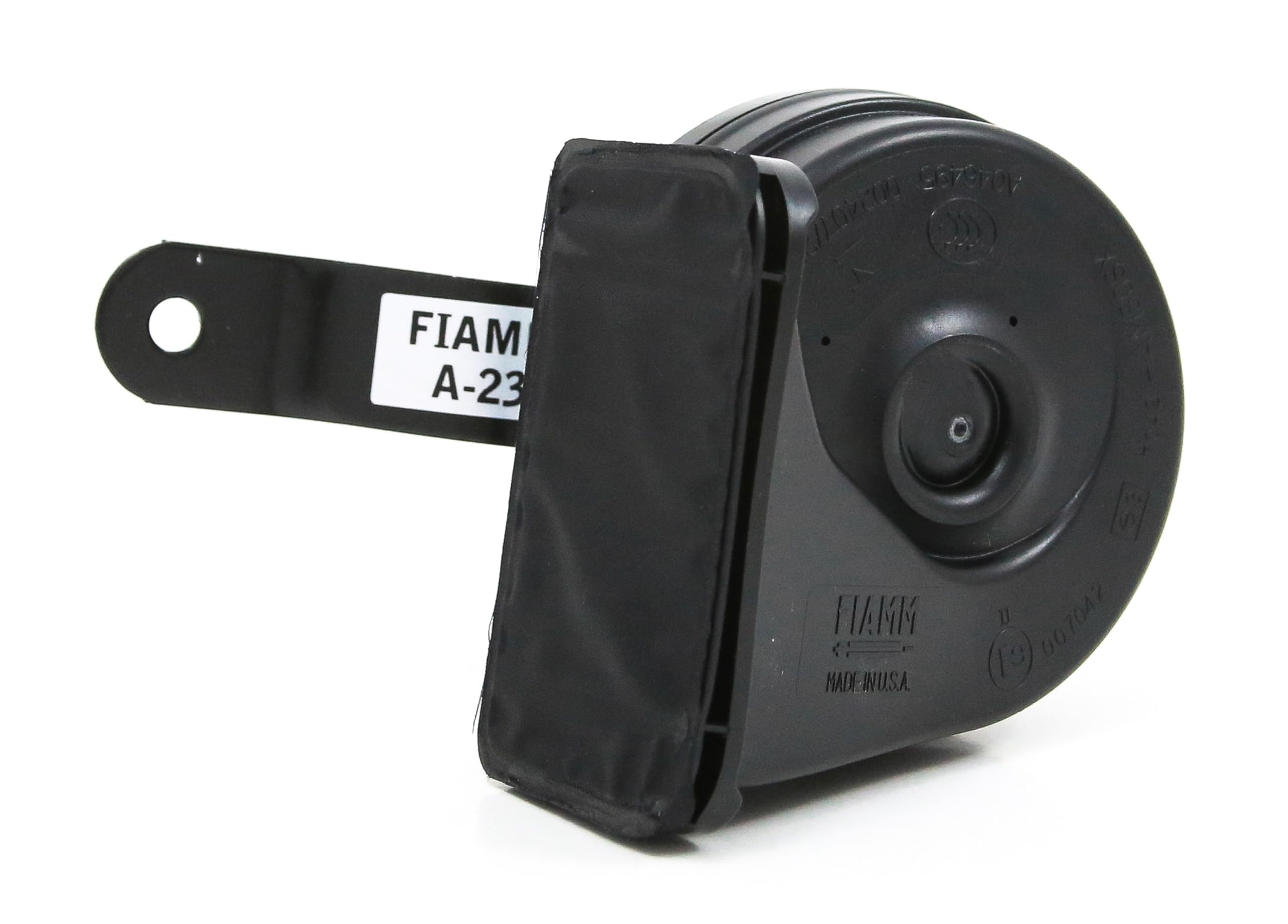 FIAMM low note pontoon horn front view showing compact durable design and easy mounting