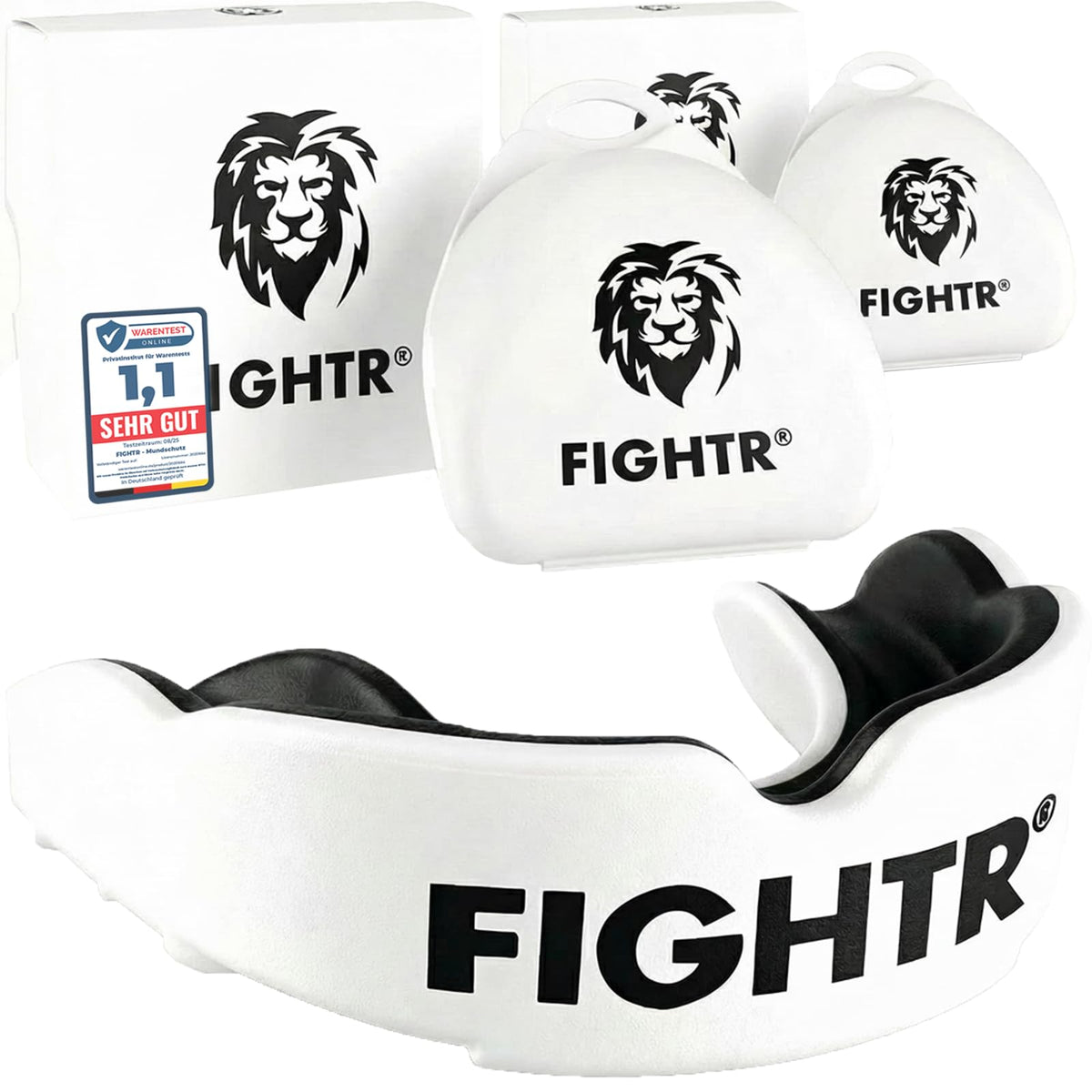 FIGHTR front view mouth guard showing form and secure fit benefit