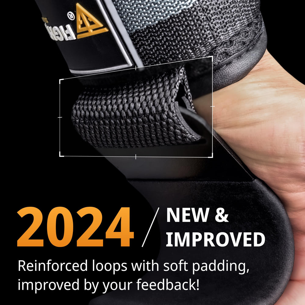 FightTech size comparison with ruler showing strap width and fit information