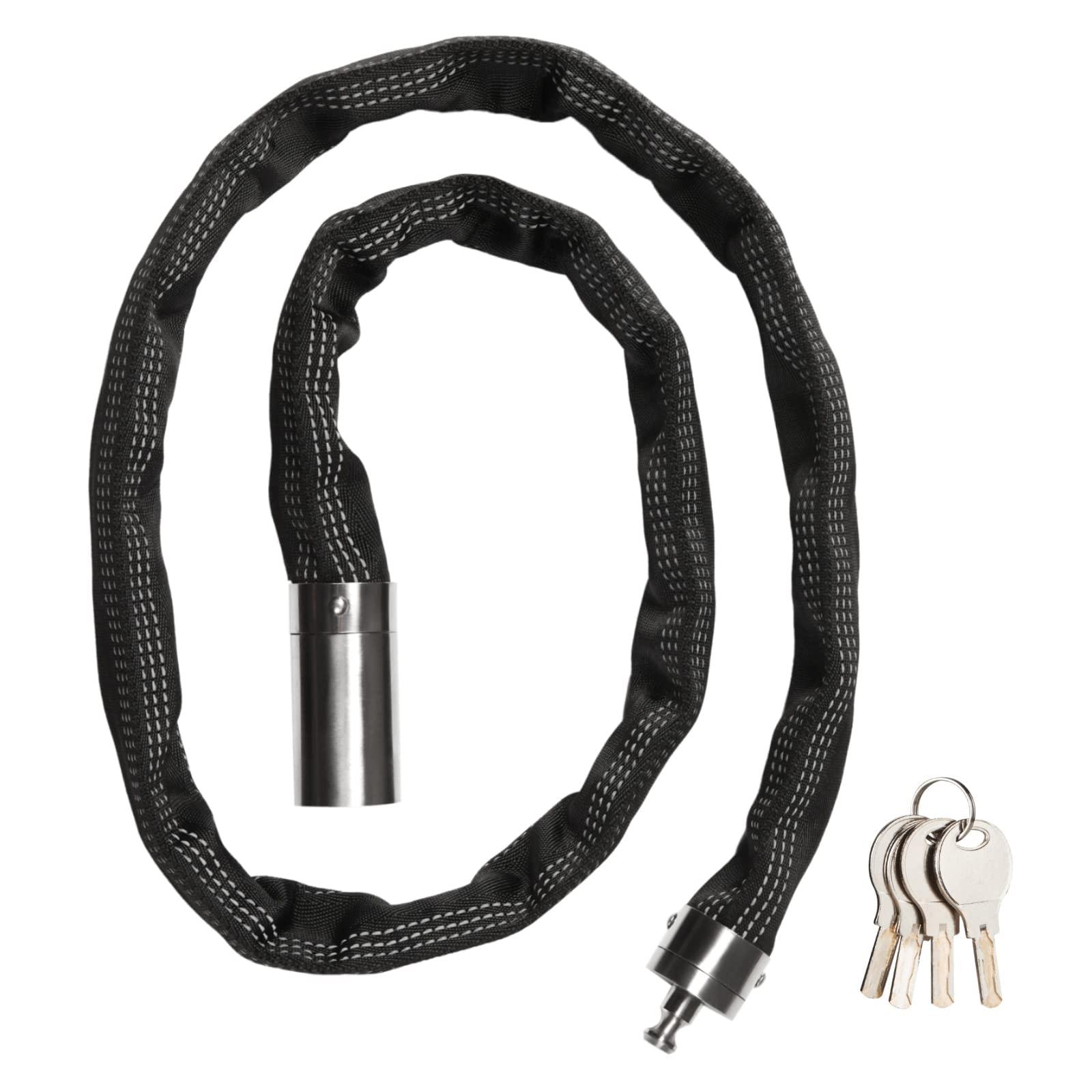 FIGODE close-up of 304 stainless steel chain texture, corrosion resistance benefit