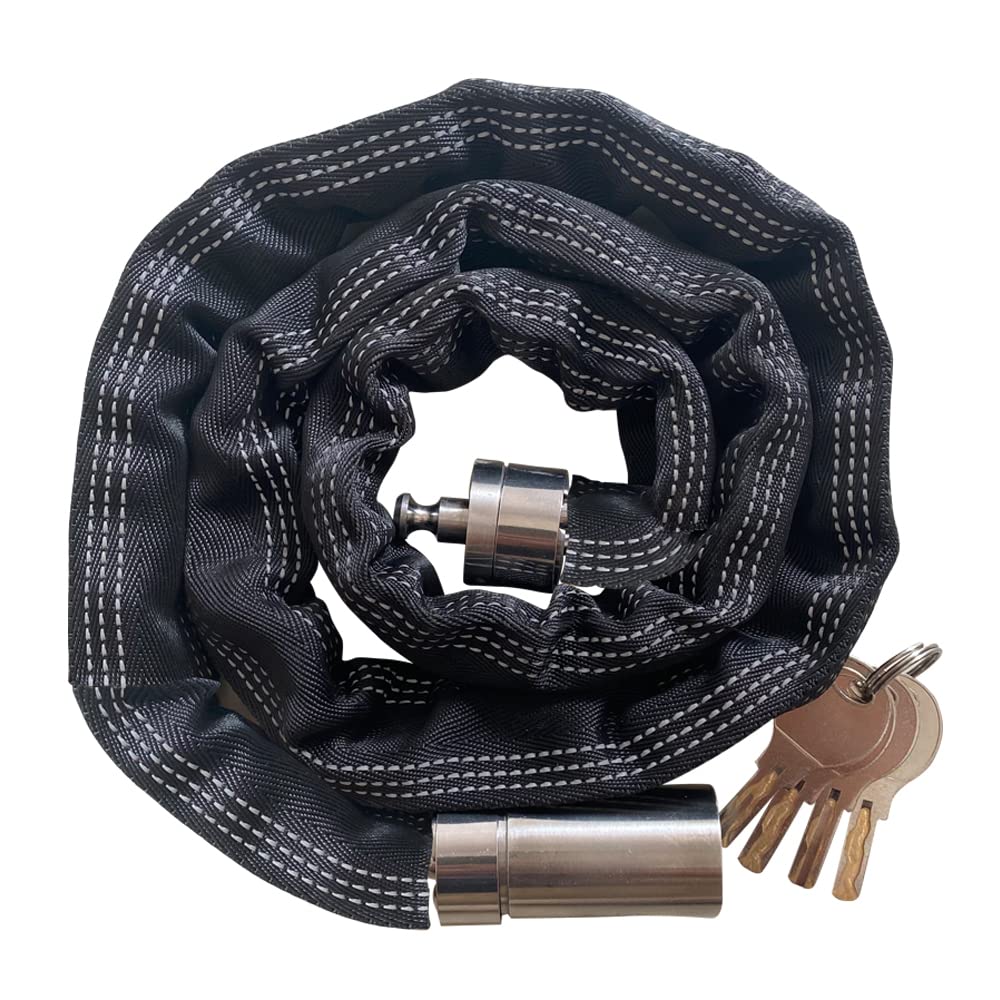 FIGODE front view of stainless steel chain and lock, durable outdoor security