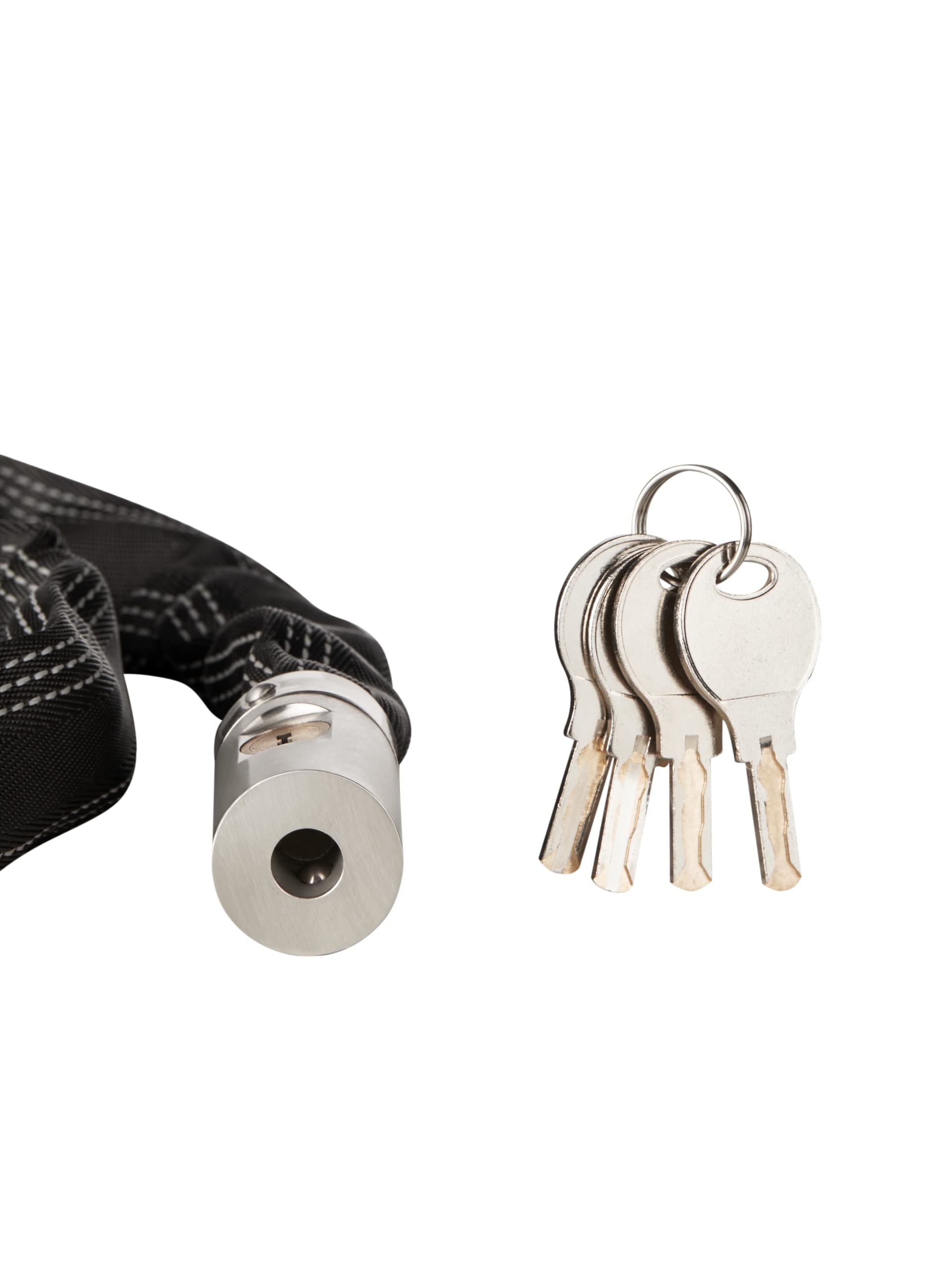 FIGODE lock head detail showing stainless steel and brass cylinder, reliable operation