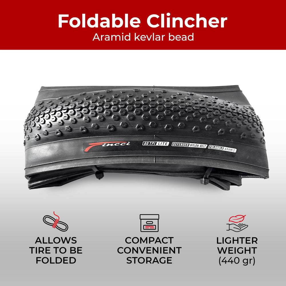 Fincci folded tire compact for packing and lightweight transport benefit