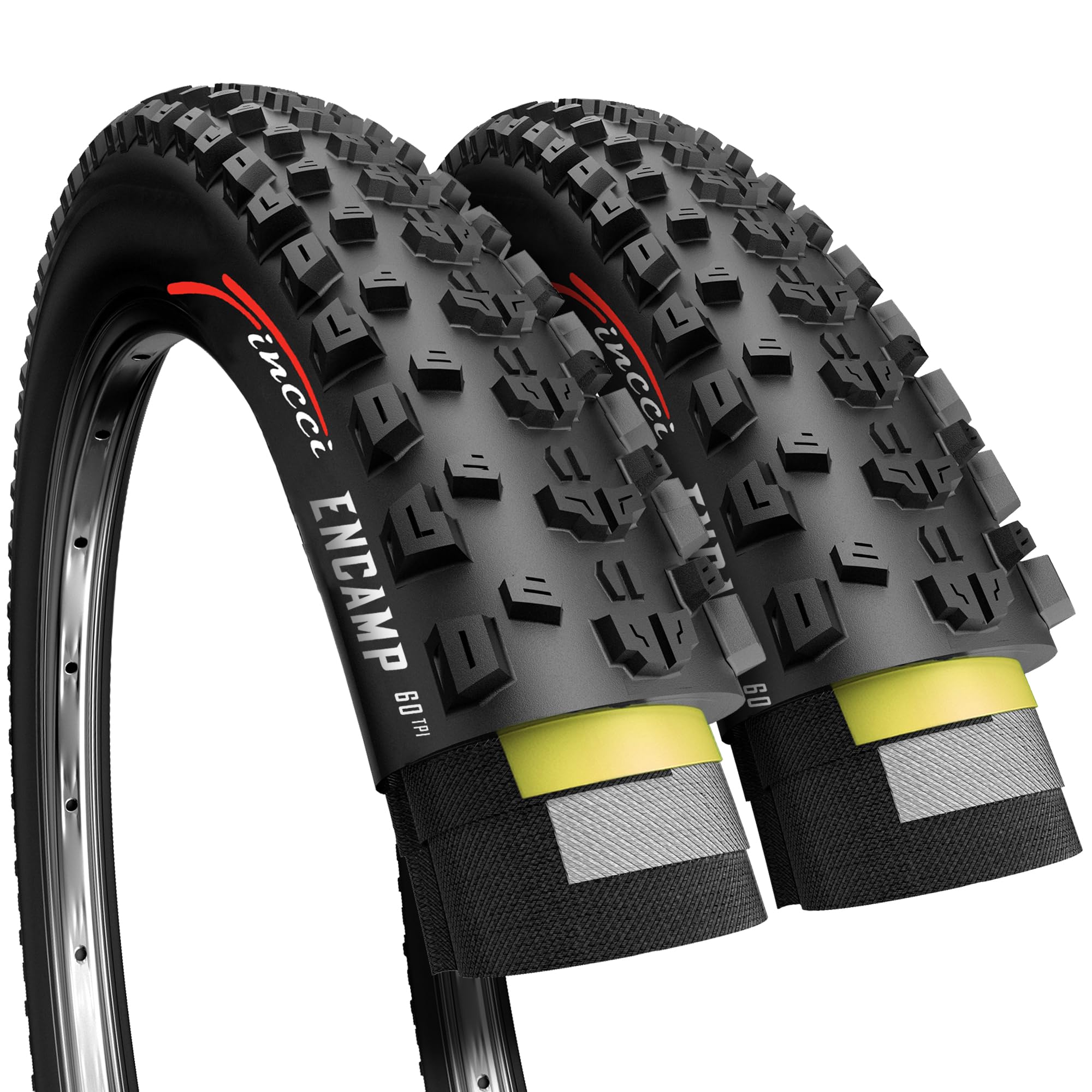 Fincci front profile view of both tires showing shape and tread for versatile performance