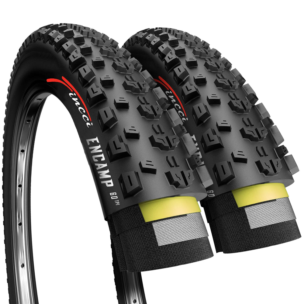 Fincci front profile view of both tires showing shape and tread for versatile performance