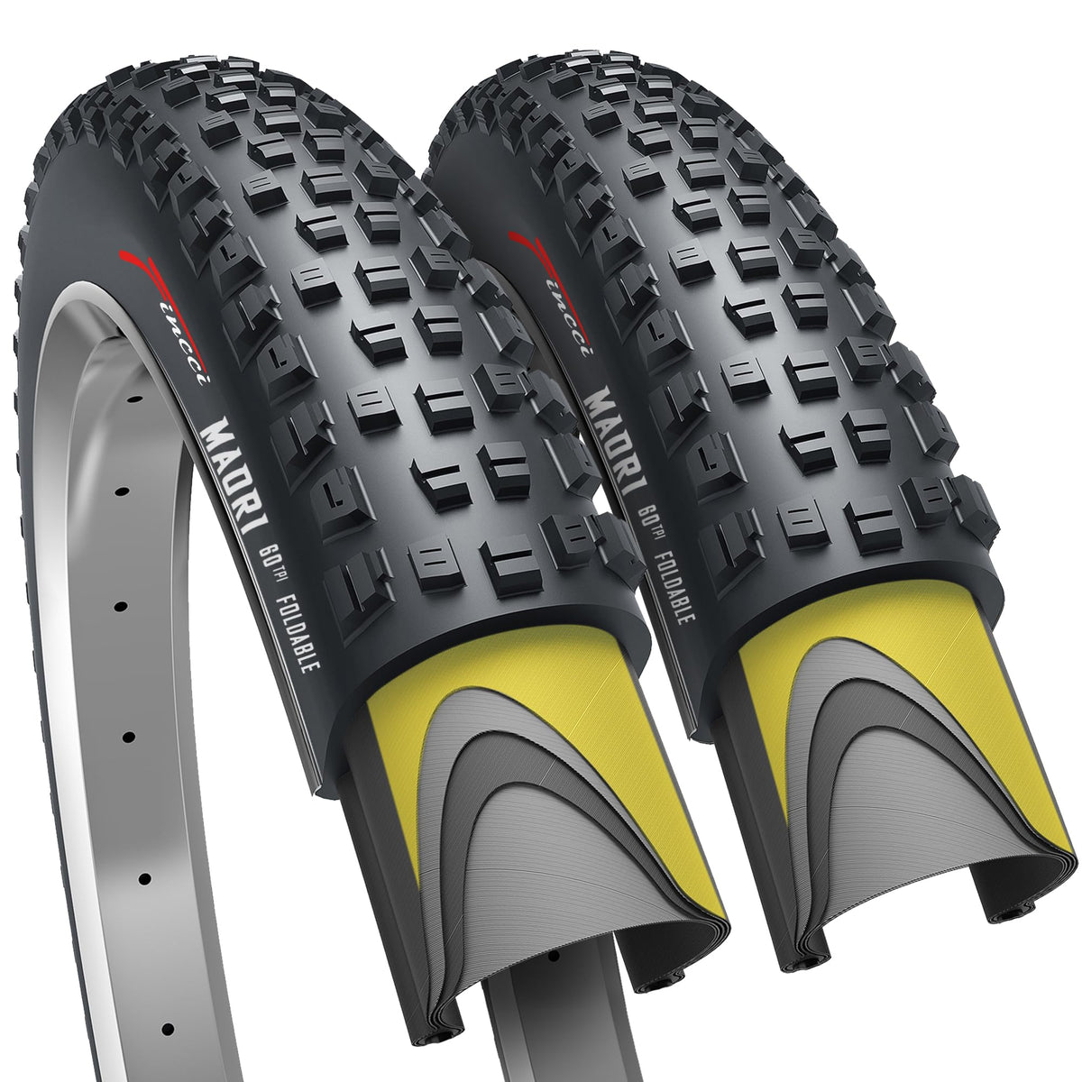 Fincci front tyre profile showing fast-rolling tread and reliable grip