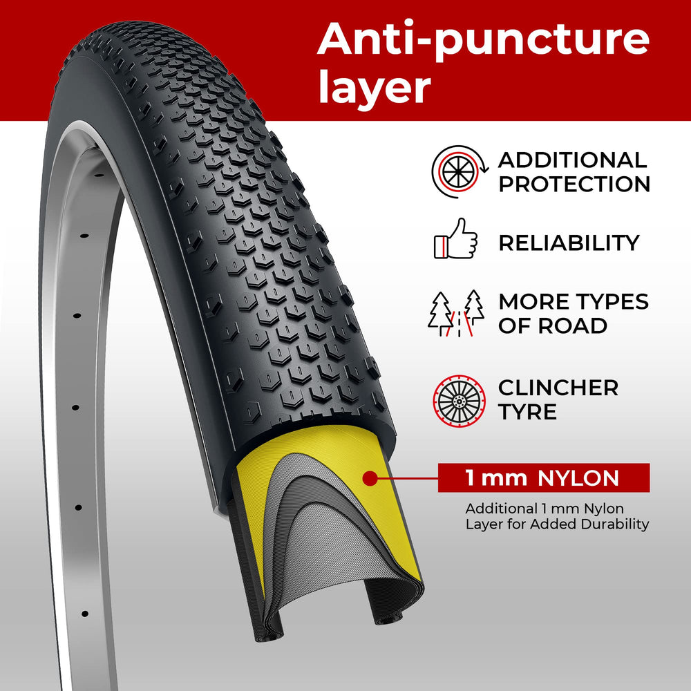 Fincci tire mounted on a 700c wheel demonstrating fit and smooth rolling benefit