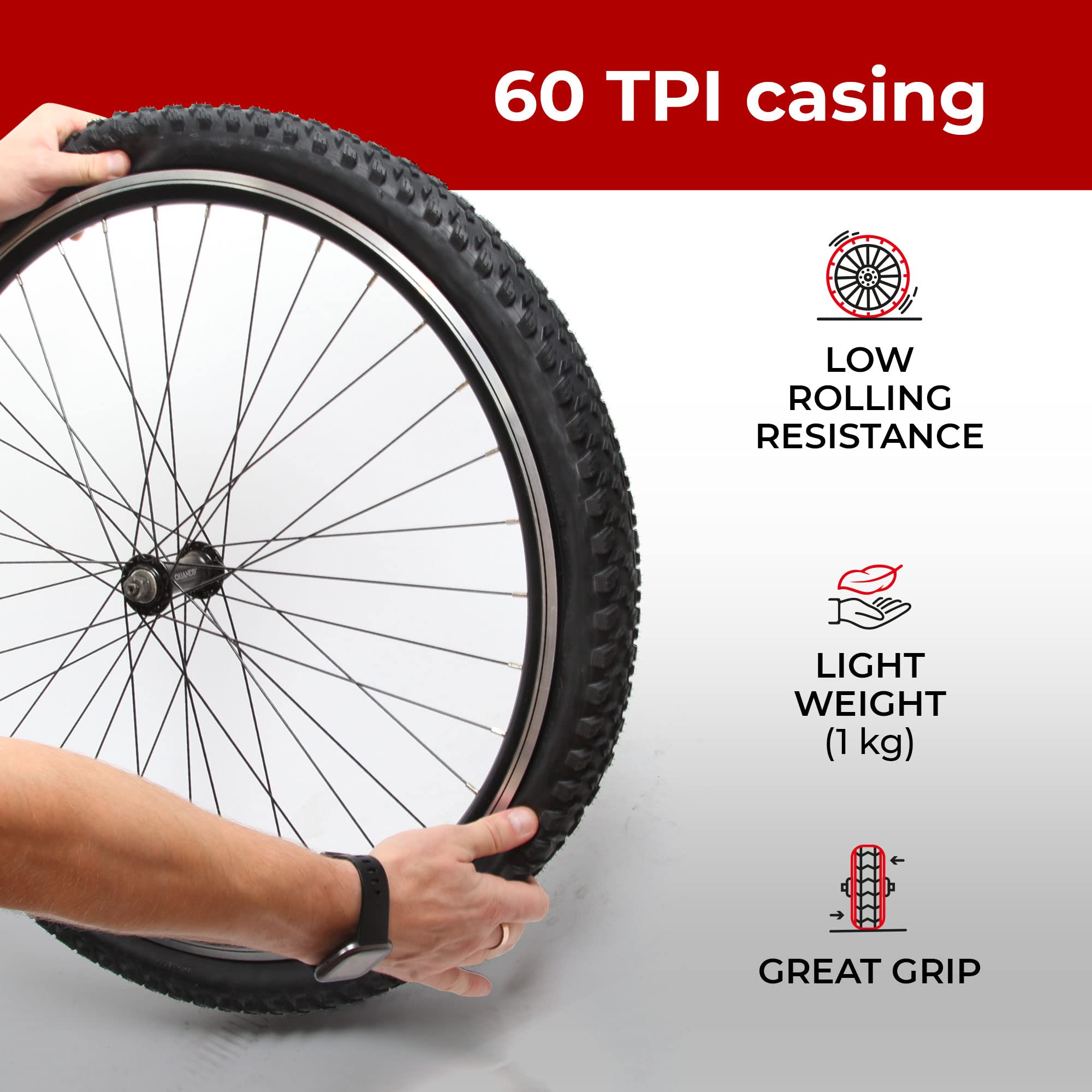 Fincci tyre beside ruler demonstrating actual 27.5 x 2.35 scale