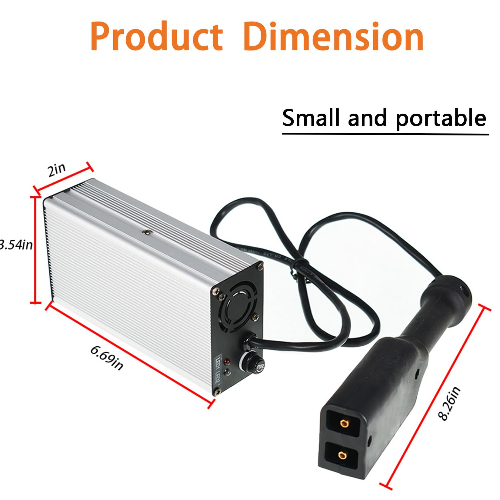 Findmall charger connected to an EZGO TXT in use, providing steady 36V 5A charging