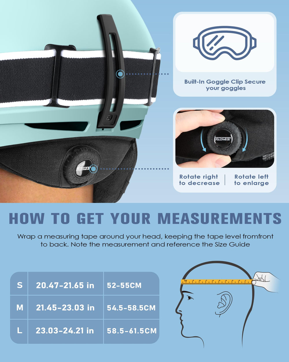 findway dial fit adjuster at helmet back for precise sizing benefit