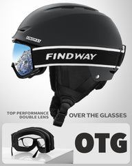 findway goggles fit on helmet displaying strap compatibility and stable wear benefit convenience