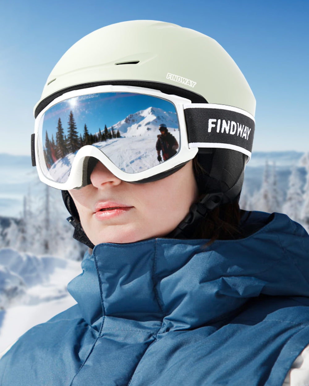 Findway helmet lifestyle on snow showing comfortable protection benefit