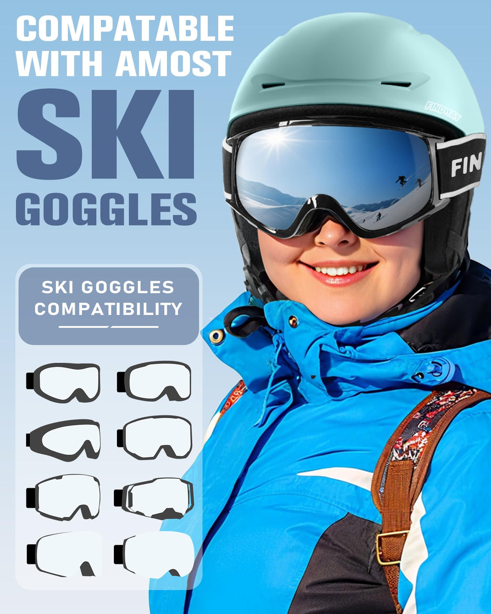 findway helmet paired with goggles in snow setting for anti‑fog benefit