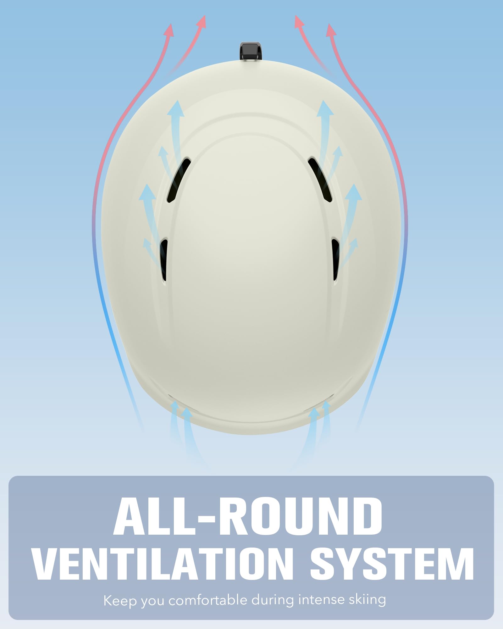 Findway helmet with goggles mounted showing fog-reduction benefit