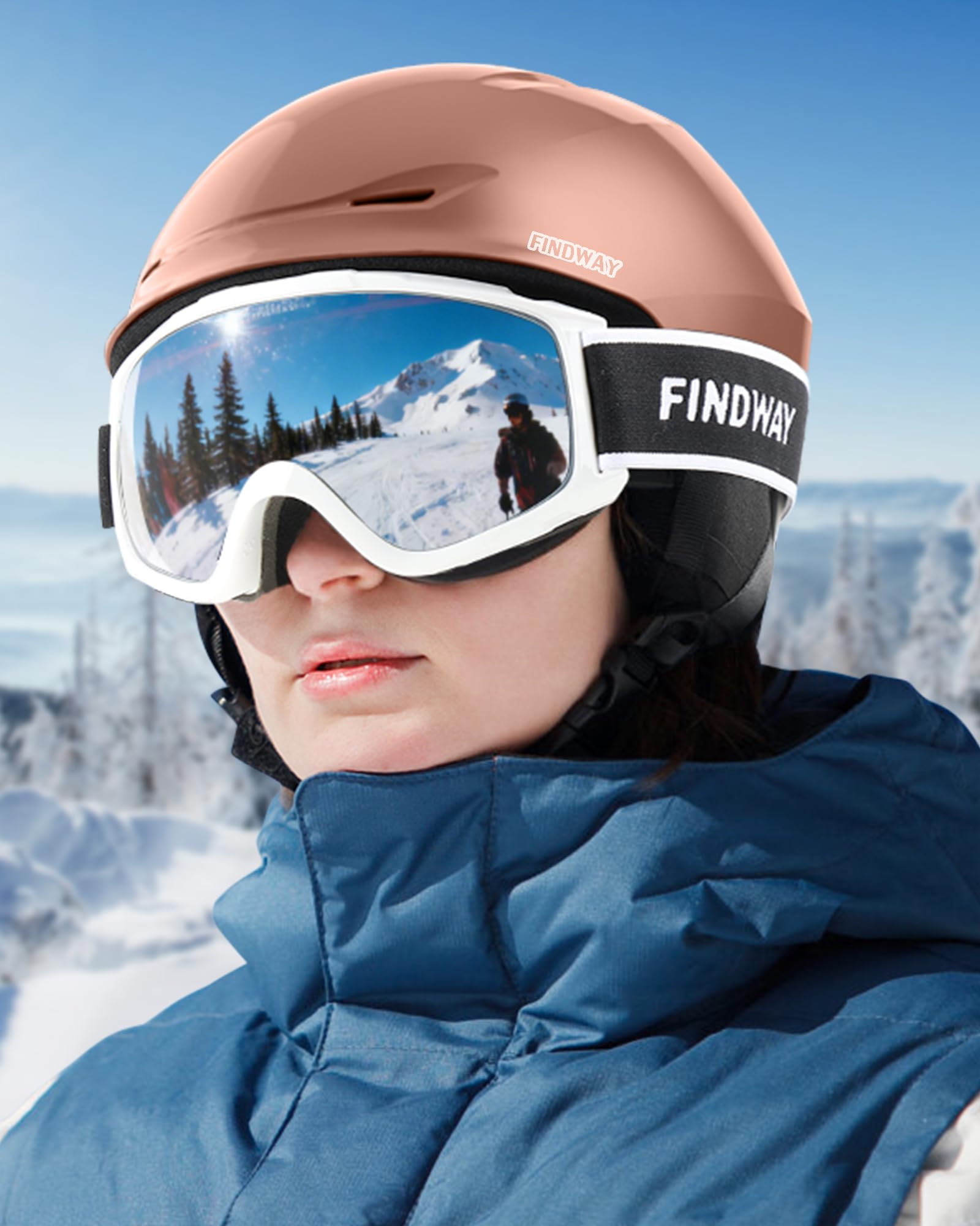 Findway helmet worn on-snow in action showing lightweight comfort and ventilation benefit