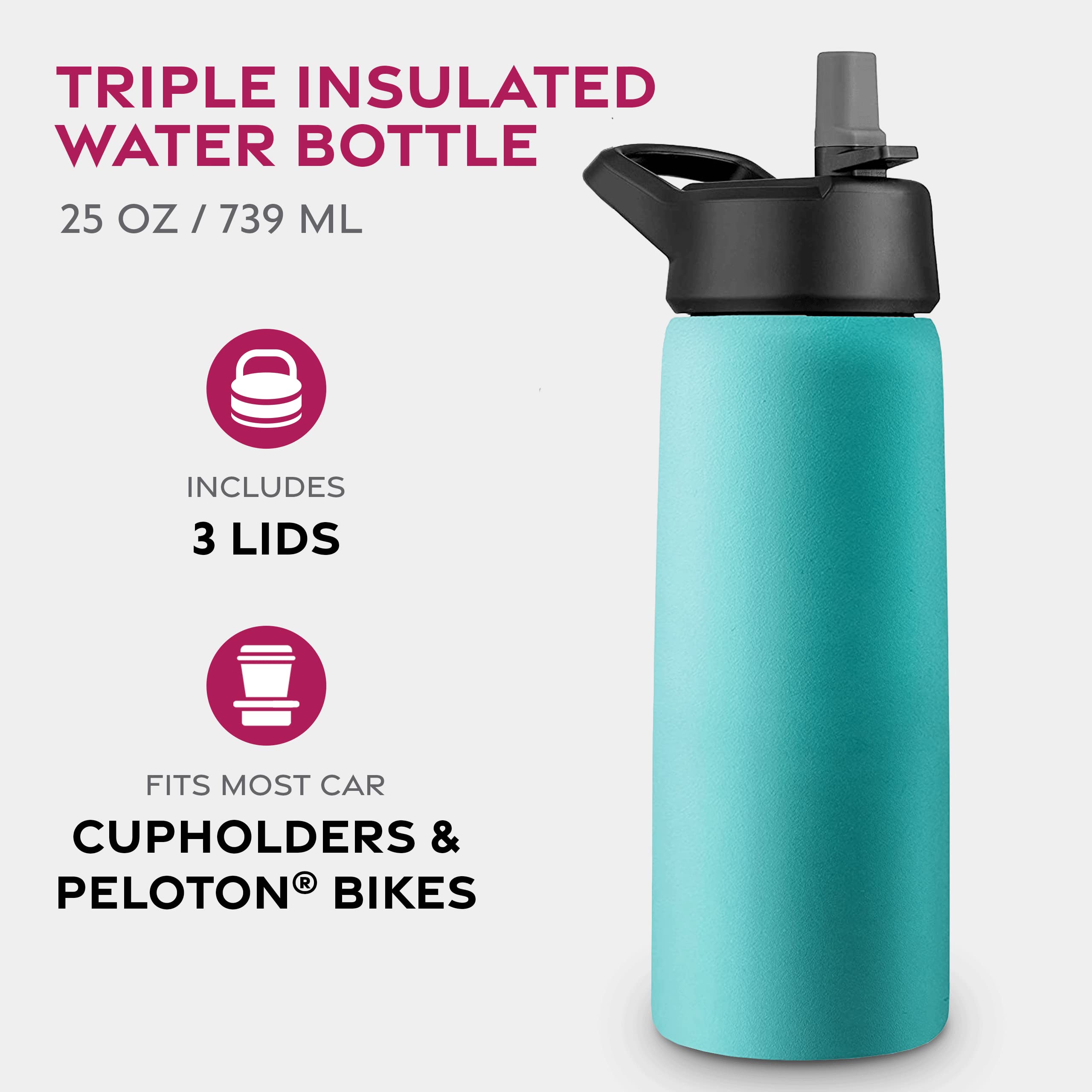 FineDine bottle with three included lids displayed and easy switching benefit