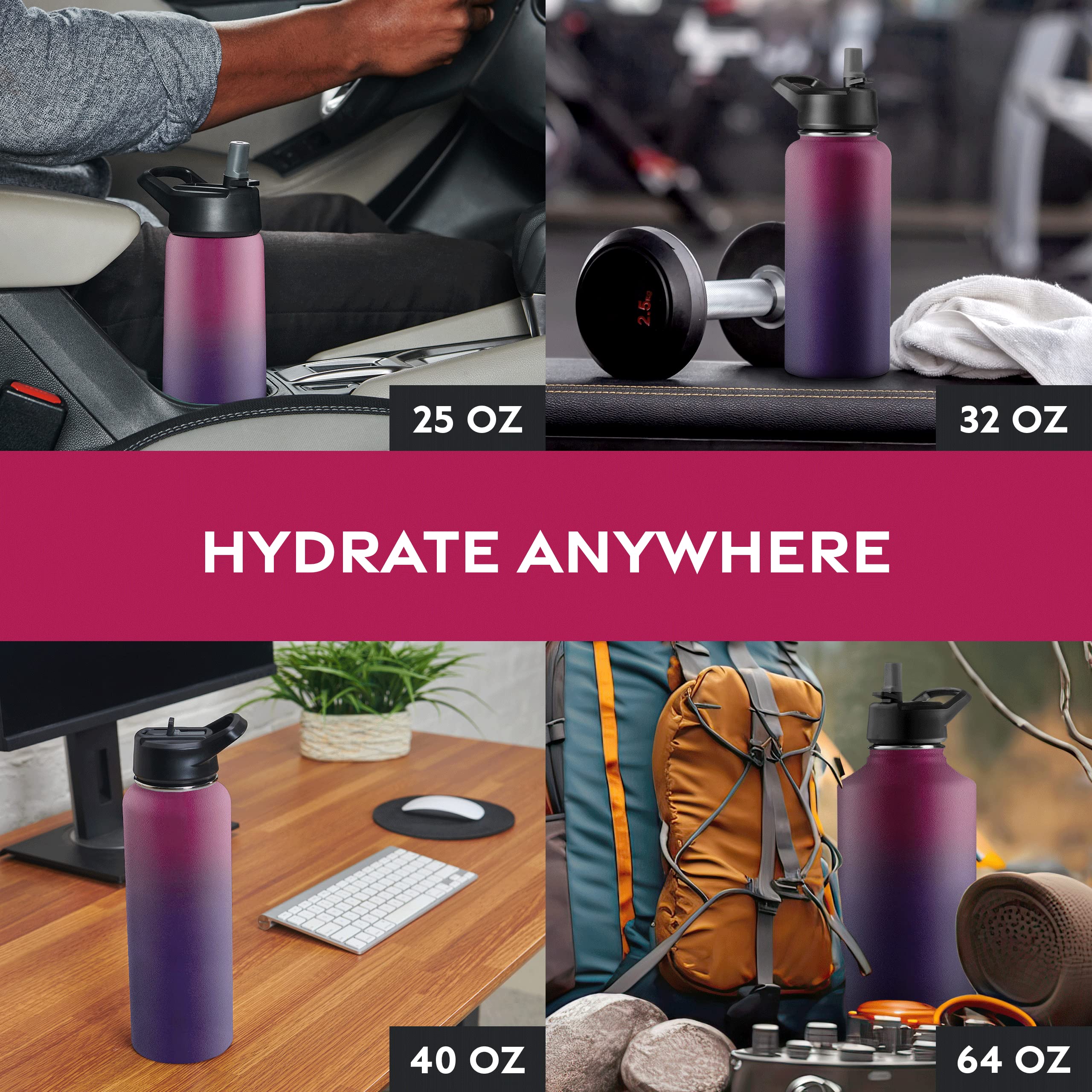 FineDine bottle beside a backpack illustrating outdoor use and portability