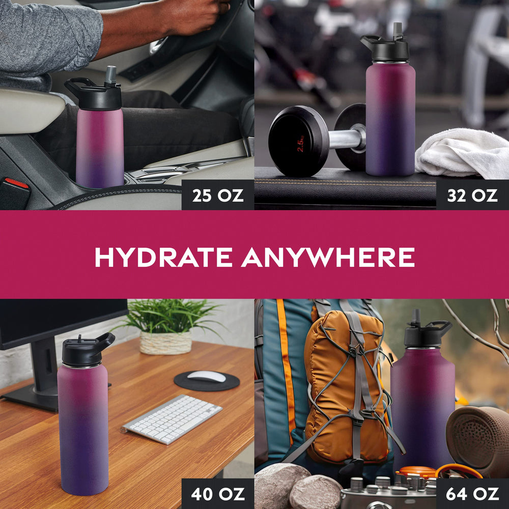 FineDine bottle beside a backpack illustrating outdoor use and portability