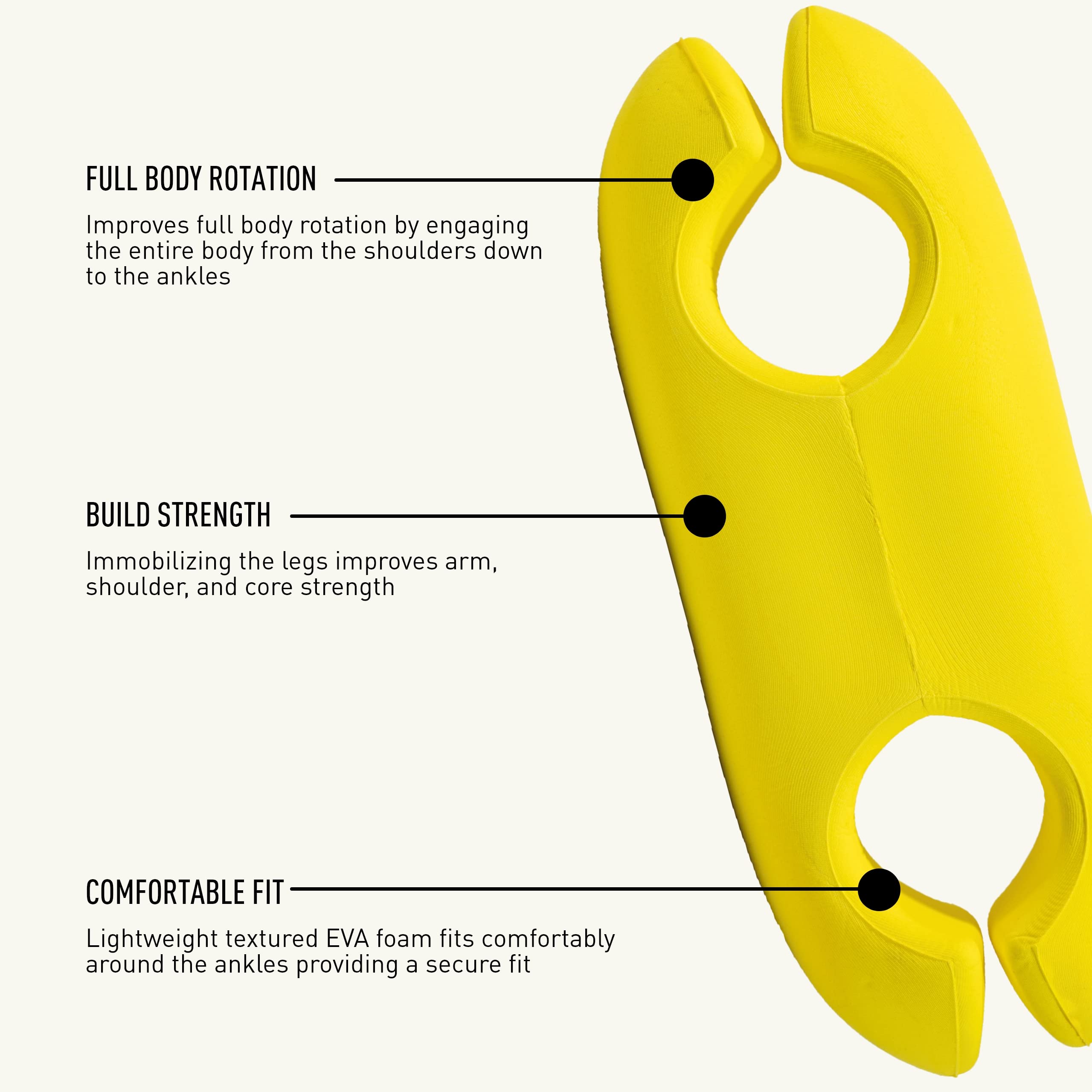 FINIS ankle buoy next to hand for size comparison and travel convenience